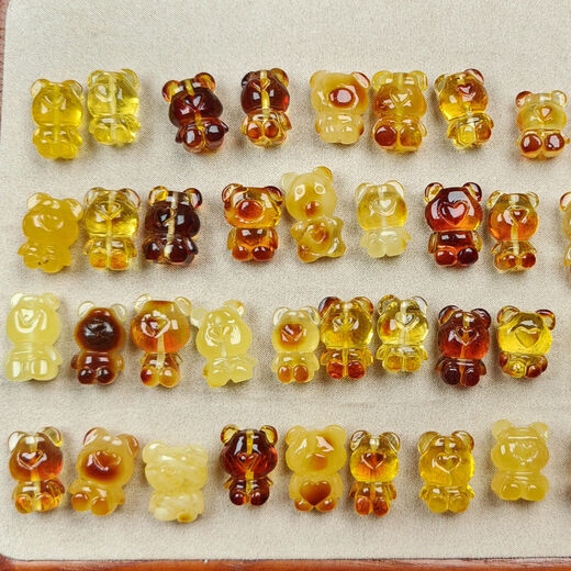 Baozha 25g price collection natural amber beeswax bear pendant bracelet necklace accessories DIY pretty Qin color caramel 20/18/8mm1.82g