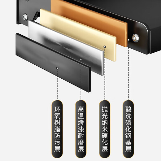 Centennial Zhenghe kitchen microwave oven rack wall-mounted storage rack for oven rice cooker multi-functional wall bracket without drilling 49cm - gun gray - with rod and 4 hooks - single layer