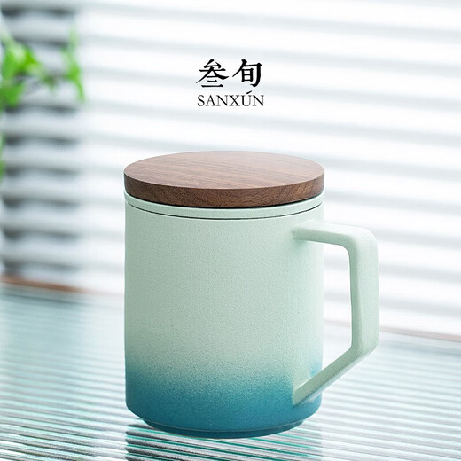Sanxun (sanxun) Zhixing ceramic tea mug with lid filtered water cup for men and women office tea separation cup customized Zhixing mug Hulan glaze