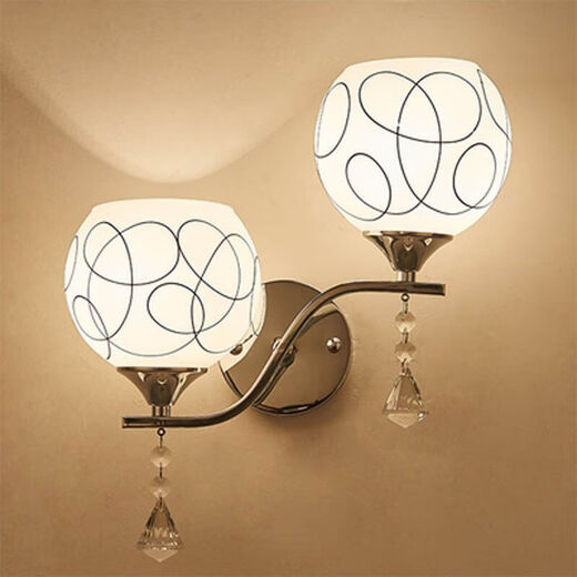 Yilin wall lamp bedroom wall bedside lamp simple modern creative European American American led living room aisle stair lamp 911-2+9W light source three-color light