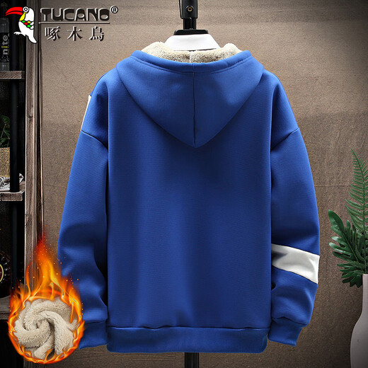 Woodpecker (TUCANO) sweatshirt men's winter coat men's cardigan plus velvet thickening warm loose versatile top clothes men's white XL