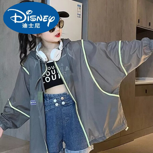 Disney girls summer style sun protection clothing 2024 new Internet celebrity children's thin jacket medium and large children's breathable skin clothing trendy white 120