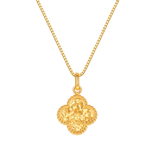 Lai Shen psychic four-leaf clover gold pendant necklace women's pure gold pendant as a birthday gift for girlfriend and wife, about 3.64g, more refund or less compensation
