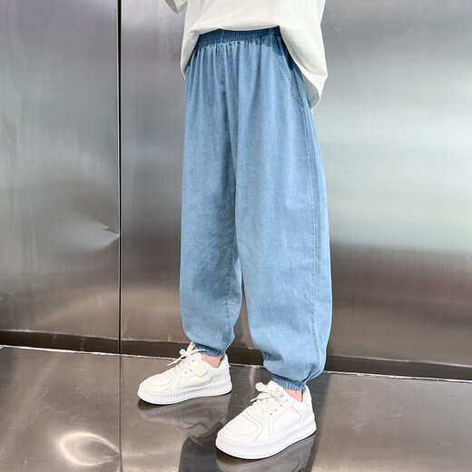 
McTicco boys' Tiansi Jeans Soft Summer Thin 2025 New Children's Mosquito Repellent Pants Big Children's Trendy Summer Trousers 13113 Dark Blue + 13116 Medium Blue 160