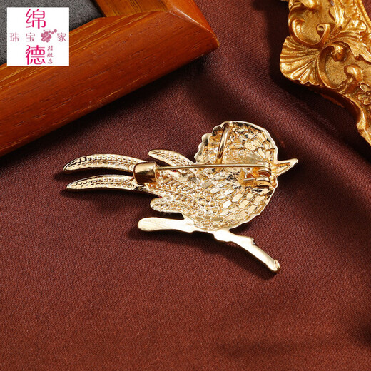 Miande's new cute glazed bird pin, small rhinestone animal brooch, sweater jacket, anti-exposure accessories corsage, glazed small fat chirp red