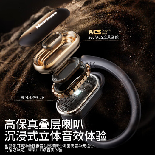 NEWMINE LY12 Auriculares Bluetooth Concepto de conducción de huesos de orejas No en la oreja Open Sports Wireless Running Game-Clip-Clip Aurices Adecuados para Apple Huawei White M16
