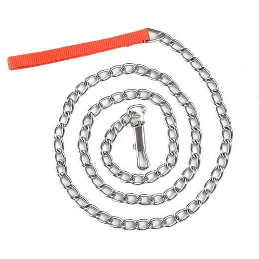 Dog leash anti-bite pet walking leash small, medium and large dog universal dog leash collar dog iron chain 1.7m traction + collar (red) diameter 2mm 6Jin Jin equals 0.5kg for indoor dogs