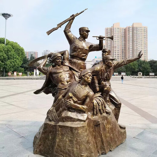 Nanchang Uprising Red Army Sculpture Customized Jinggangshan Reunion Figure Statue Eighth Route Army Double Support Liberation Outdoor Ornament Sculpture Customized