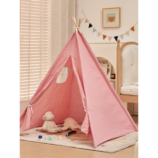 LISM children's small tent indoor home use little girl princess game house boy house toy castle Indian tent 1.1m pink gift colorful flag