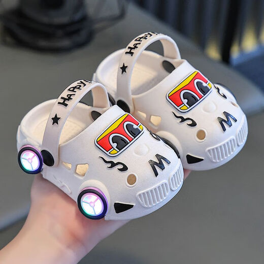 Meng Yilan (Mengyilan) Slippers pour enfants Carton Carton ACTUATION LUMINES BARCHES ET FILLES ANTI-SLIP SOME SOLE SANDOOR SANDORS INDOOR Sandales BAGUES CHOSE [Version claire colorée Y178B White Soft Seme Sole non glipt 20 -21 Taille [longueur intérieure 13,5 cm]