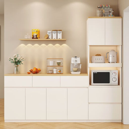 Guisenbao (GUISENBAO) solid wood side cabinet cupboard storage tableware cabinet kitchen cabinet combination cabinet cream style storage cabinet multi-layer finishing cabinet solid wood white A style 80cm double door side cabinet (deposit)