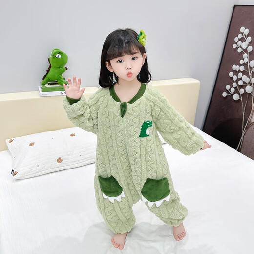 Snoopy (SNOOPY) children's one-piece pajamas for girls, flannel, autumn and winter for boys and girls, thickened coral velvet baby anti-kicking quilt sleeping bag, purple - twist velvet 80cm, recommended 75-85cm
