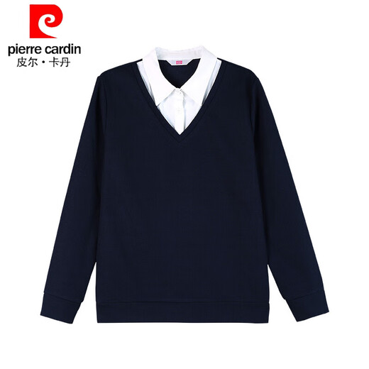 皮尔卡丹假两件衬衫女长袖卫衣春秋新款韩版洋气针织衫加绒打底上衣 WS 5009 黄色 L 建议105-115斤