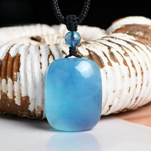 Quan Yin Natural Aquamarine Ping An Wu Shi Pendant for Men and Women Gem Grade Ice Aquamarine Square Pendant Birthday Gift Ice Gem Grade 810g