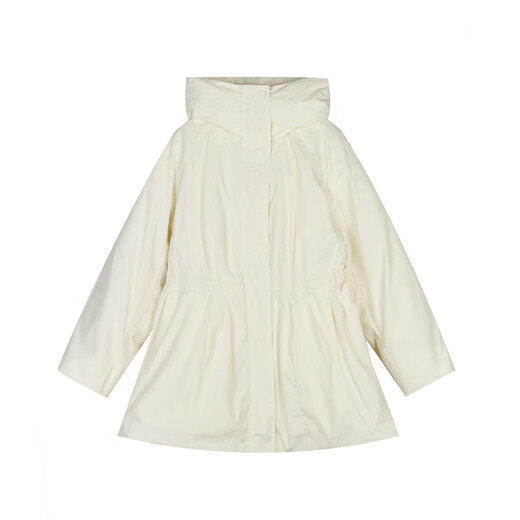 LESS winter white duck down jacket for women warm casual loose hooded drawstring down jacket mid-length 2NAC12610 123/milk white XS