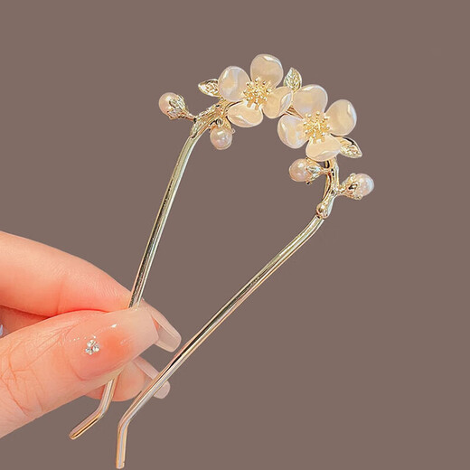 Joy of Two Worlds Flower Hairpin Ladies' Easy Hair Comb Insert Hair Accessories into the Back of the Head Ancient Style Hairpin Camellia U-shaped Hairpin