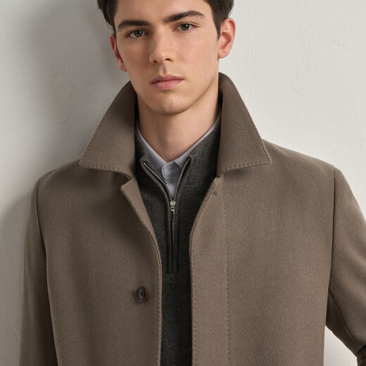 EMZ Ordos [wool series] autumn and winter coat, medium-length pure color lapel wool coat for men
