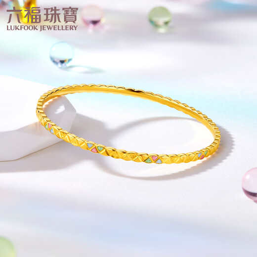 Liufu-Schmuck Massive Gold süß Farbe Dopa Geometrisch Aminfarben Handwerk Gold Armband Preistpreis L02TBGB0017 54 mm-15,99g (einschließlich Arbeitskosten 1343 Yuan)