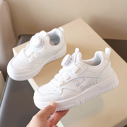 Pull back children's shoes, all-match sneakers for boys and girls, white shoes, white sneakers WZ(CL)-0427 white 36