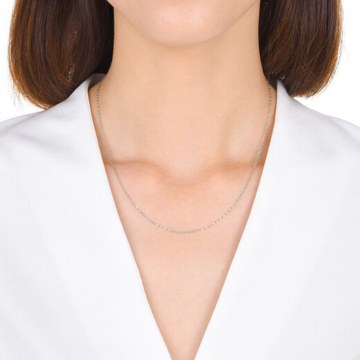 Chow Sang Sang Pt950 platinum baby's breath necklace for men and women, versatile plain chain, priced at 32147N, 40 cm, 2.2 g