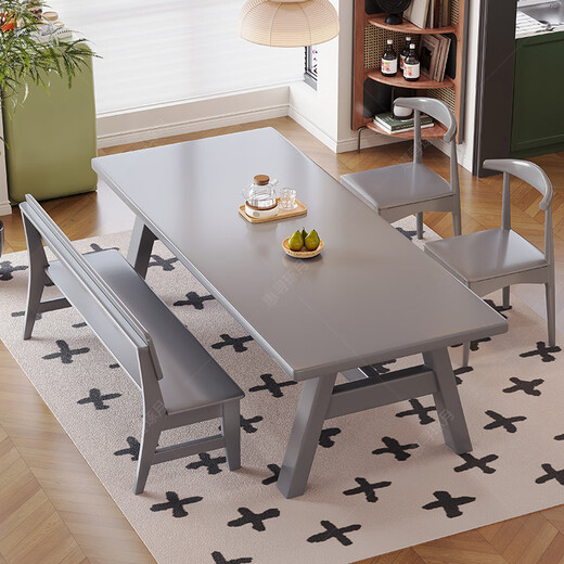 Huixun solid wood large board desk and dining table integrated into the living room work table home desk leisure area multi-person study table walnut color #big board table 140cm*80cm*75cm