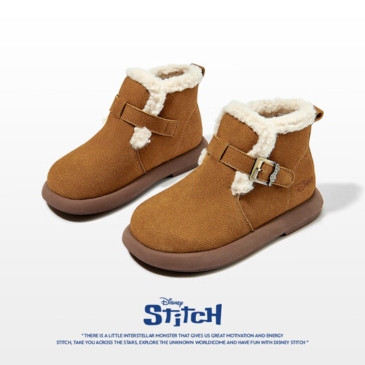 Disney children's shoes girls winter plus plush fur shoes warm Birkenstock shoes children's snow boots DST1026 brown size 29
