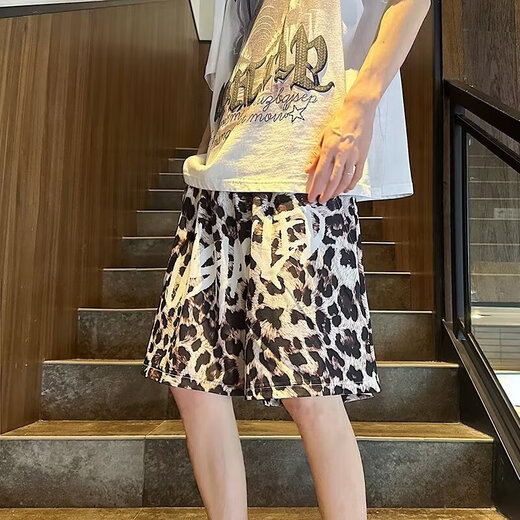 玖臧休闲短裤男士夏季薄款小众美式潮牌痞帅宽松五分裤沙滩裤子青年 X826杏色 4XL