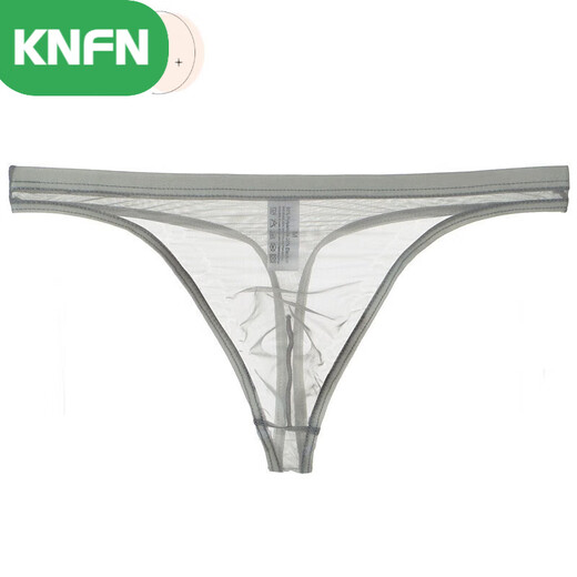 KNFN Men's Nude Transparent Thong Thin Mesh Sexy Underwear Love 1 Fun Temptation 1 Temptation Breathable Men's Youth Pants Light Blue M