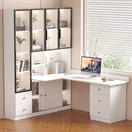 Pipenuos neuer massives Holz-Eckbuch Bücherregal integriert in einfache studentische Computerschreiber-Bücherregal aus dem heimlichen Schlafzimmer.