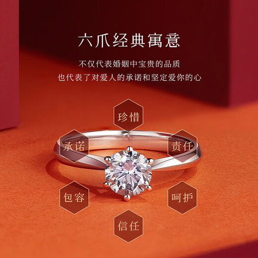 Hi Diamond Platinum Diamond Ring Female Wedding Proposal Diamond Ring Classic Six Claw Diamond Ring Wedding Ring GIA Loose Diamond Customized Gift for Girlfriend Ready Stock - Platinum 50 Points FG Color SI