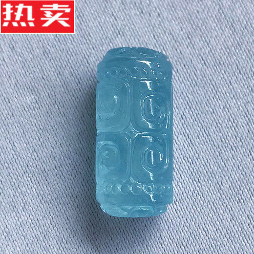SNQP天然海蓝宝回纹珠桶珠 海蓝宝石路路通手串吊坠 diy饰品礼物 hh695