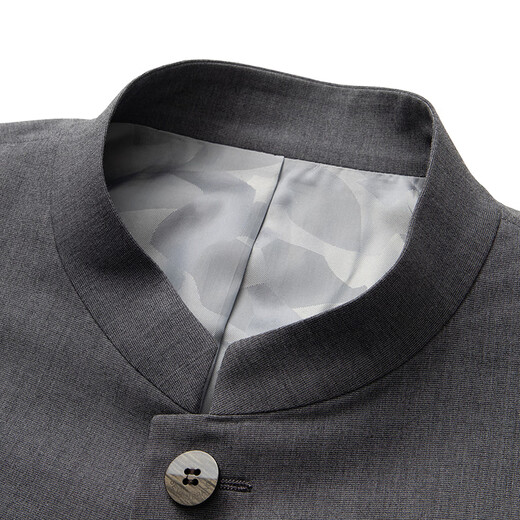 Qipai men's suit new style business casual simple stand collar young and middle-aged suit tunic 126JC70740 medium gray 46 B170/92B