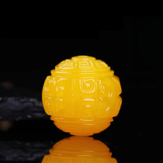 DL 1998 Fat Donglai same style beeswax single beads natural amber loose beads pattern beads amber carved round beads DIY star and moon bodhi 10mm single