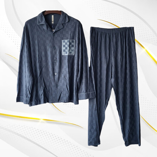 Les pyjamas masculins de Yidalai sont des jeunes à manches à manches à manches à manches à manches à manches à manches oxygène à double boutons Jacquard peuvent porter des vêtements à la maison à l'extérieur de 3802 [3291 Navy LAN] Coton mercerated xl Recommandé [poids 100-128 Jin [Jin équivaut à 0,5 kg]]