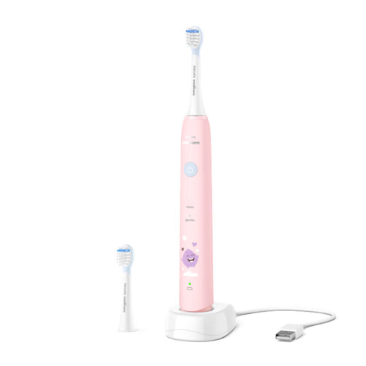 Philips Children's Sonic Vibration Toothbrush, Boy/Girl Gift, Suitable for 4-6-12 years old, 2 modes, comes with 2 brush heads for gentle cleaning, Children's Bubble Brush HX2432/01-Blue