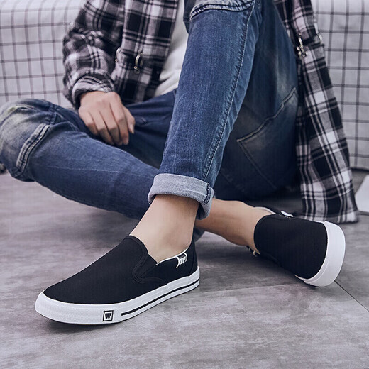 Chaussures en toile reli pour les chaussures décontractées polyvalentes basses pour hommes pour un pied de chaussures de chaussures paresseuses wxy-903 noir 40