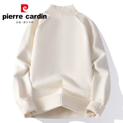Pierre Cardin Button Henley Collar Sweater Men's Loose 2025 New Autumn and Winter Thickened Warm Top Men's Bottoming Sweater Burgundy M