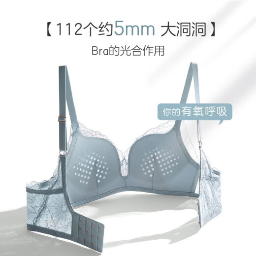 Oudifen Bra Set Women's Wireless Push Up Underwear Beautiful Back Breathable Hole Cup Lace Bra XB1516