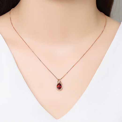 Fantimo 142ct garnet necklace for women rose gold inlaid with diamonds and colored gemstones necklace high-end gift 1.42ct garnet necklace SF Express