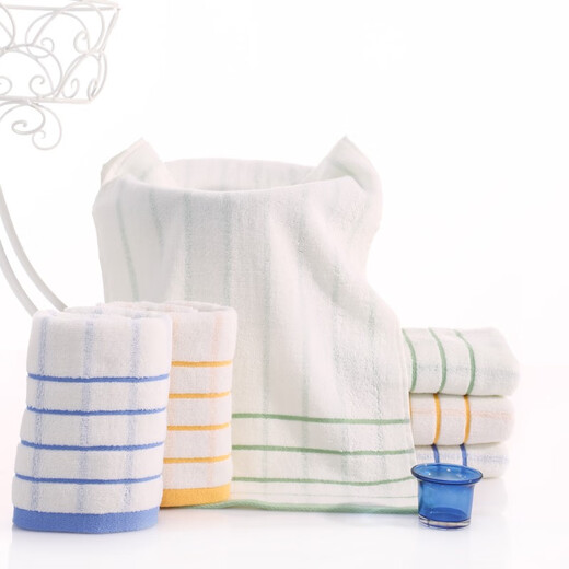 SANLI (SANLI) Serviette Pure Coton Place Lavage ménage Grande serviette douce et absorbante pour les hommes et les femmes 8678 Point flottant simple Satin large 4 Pack 9793 9793 Face Yagge Toule 4 PACK 0G33X70CM