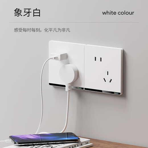 International electrician switch socket type 86 ultra-thin household wall air conditioner 220V concealed flat flat large panel charging five-hole with switch USB wall plug panel staggered five-hole socket