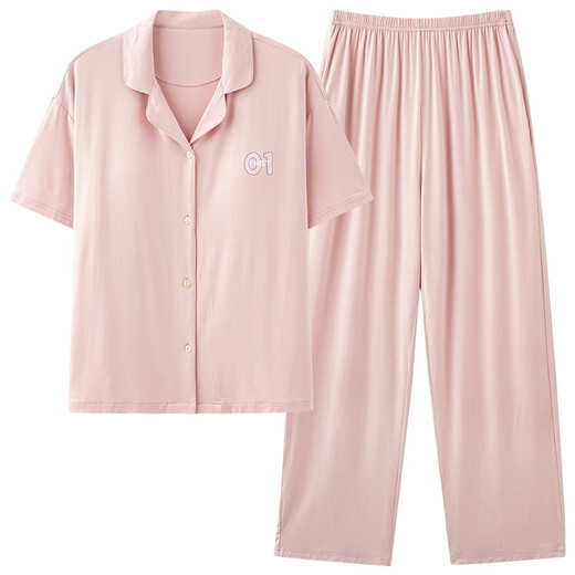 
Catman Modal pajamas for women in spring and summer cardigans for short-sleeved trousers large size women's thin home clothing suits can be worn outside 12108 L (recommended weight 100-110Jin [Jin equals 0.5 kg])