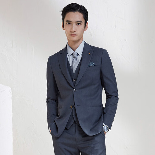 Anniversary Bird Suit Men's Spring Style Men's Slim Wool Formal Wedding Wedding Groom's Suit Pants Suit Men's Blue Gray Glossy Silk 50 B(180/104) /Please note waist or trousers