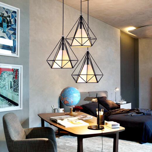 Weihuo Light Luxury Restaurant Chandelier Three Heads Nordic Modern Simple Single Bedside Aisle Entrance Dining Table Bar Table Internet Red Chandelier 3 Heads Disc Bubble Style Black/White/Gray Cover Warm Light