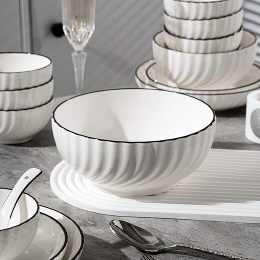 KANGQIN underglaze color high-temperature fired bowl and plate set simple bowl and plate combination housewarming tableware 40 pieces 6-person meal upgrade gift box