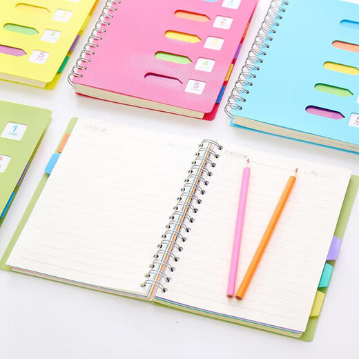 
Notebook with classification label A5 coil book color spiral book thickened rollover PP office classification A5 medium size 14cm21cm yellow 687