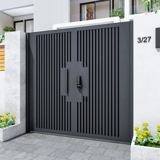 奇立彩铝合金庭院门别墅大门双开门户外不锈钢现代农村铁艺院子大门定制 款1【镀锌铁】每平方