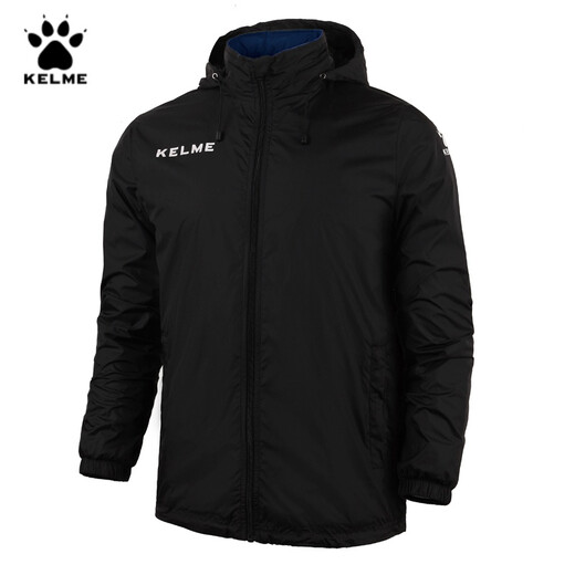 KELME/卡尔美运动风雨衣男女情侣防风衣防雨连帽足球训练外套 黑色 L 175