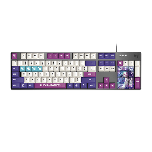 罗技（Logitech）K845机械键盘游戏电竞有线键盘电脑办公键盘个性定制键帽版送男生女友礼物 K845英雄联盟金克丝限定版 茶轴