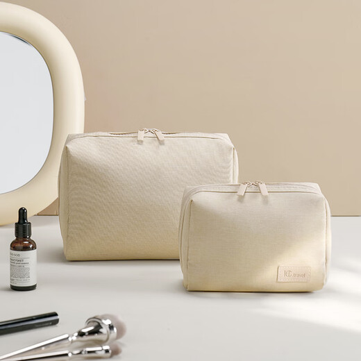 Bonayun Simple Makeup Bag Travel Bols de embrague portátil Gran capacidad Cosméticos Cosméticos Bag Bag Lipstick Bag Beige Small Size